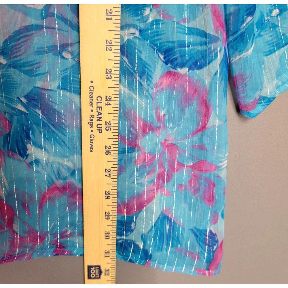 Creations Tropical Swim Cover Up Womens One Size Blue Pink Coastal Beach Vac - Picture 10 of 14